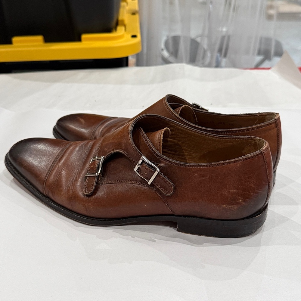 Florsheim Brown Double Monk Strap Leather Shoes - Picture 3 of 7